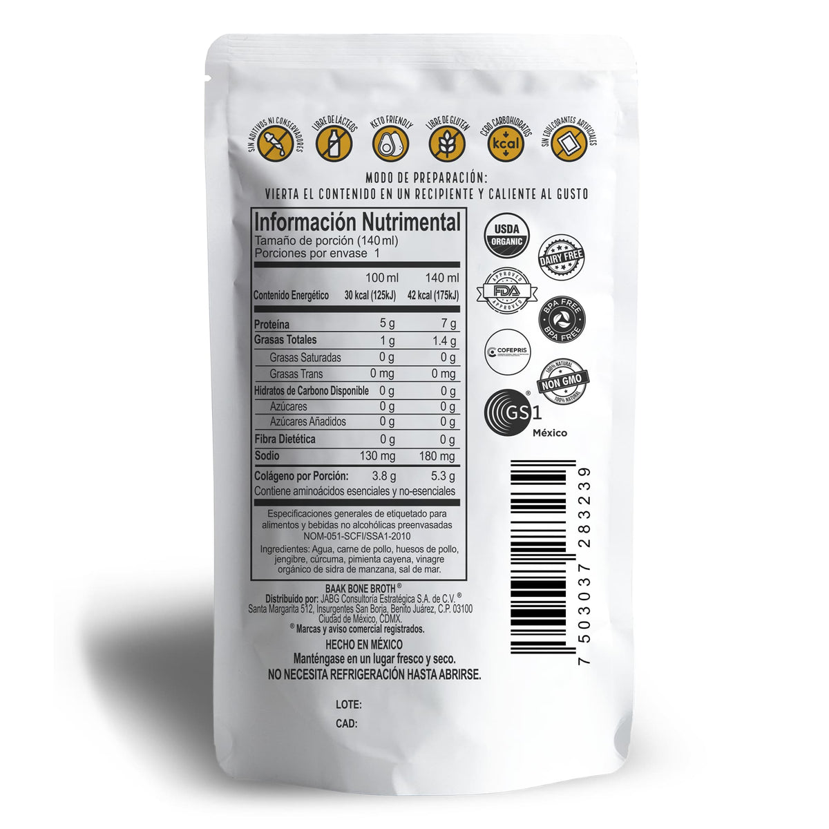 Baak Bone Broth para persona 14pzas.